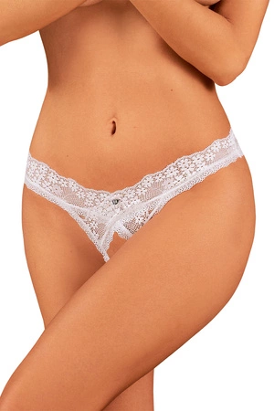Obsessive Heavenlly crotchless thong Majtki stringi otwarte, biały