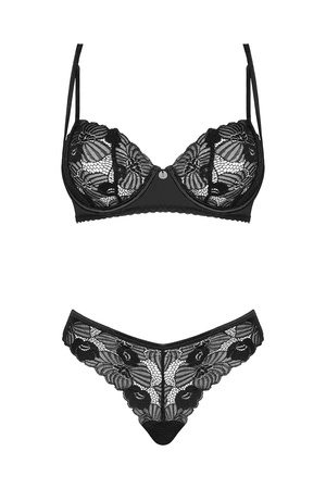 Obsessive Serena Love 2-pcs set Nocna komplet biustonosz + figi, czarny