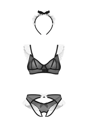 Obsessive Naughty Maid 3-pcs costume Nocna sexy kostium, black
