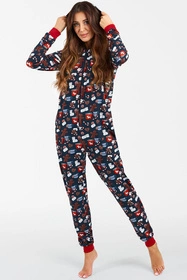 Italian Fashion Makala dł.r. dł.sp. Kombinezon długi, druk/granat