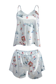 Dkaren DK-KK-015 Nocna komplet top + szorty, biały-wzór