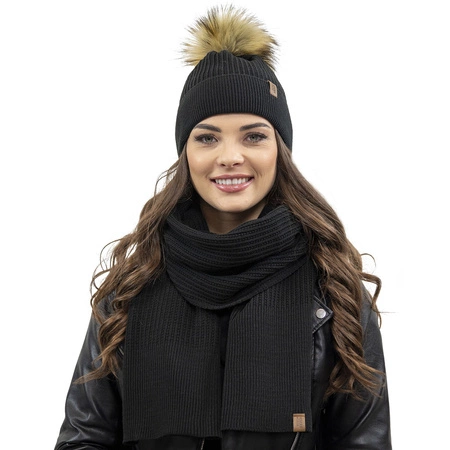Vivisence 7042Kmpl Komplet czapka+szalik, czarny