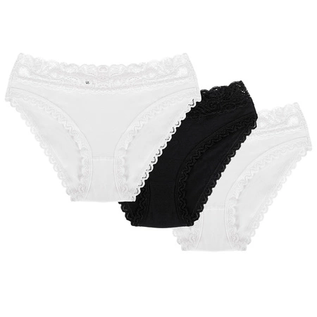 Wol-Bar Soft Lovely 3-pak Majtki figi, biały-biały-czarny