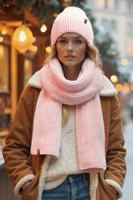 Vivisence 70113Kmpl Komplet czapka+szalik, różowy