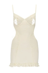 Avanua Bianca chemise Nocna komplet koszulka + stringi, ecru