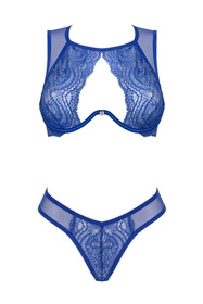 Obsessive Giselia set Nocna komplet biustonosz + figi, niebieski