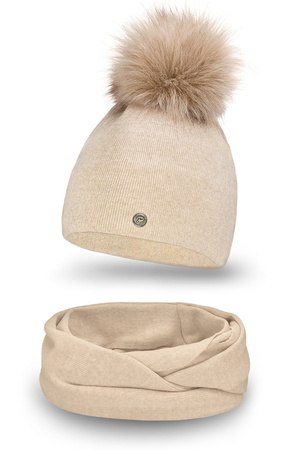 Pamami 15534+15604 Komplet czapka+komin, 004 be�owy