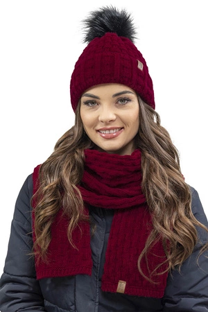 Vivisence 7015 Kmpl+R Komplet czapka+szalik+rękawiczki, bordowy