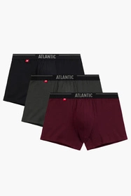 Atlantic 3MH-011 3-pack Majtki bokserki, fiolet/czarny/khaki