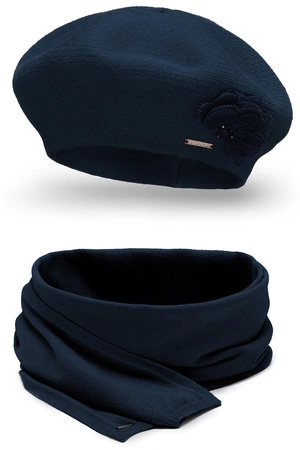 Vivisence 7036Kmpl Komplet beret+szalik, granatowy