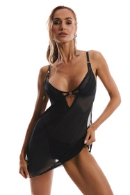 Obsessive Amallie chemise Nocna komplet koszulka + stringi, czarny