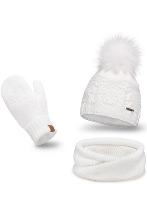 Pamami 17549+14603+20680 Komplet czapka+komin+rękawiczki, 007 biały