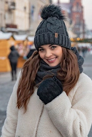 Vivisence 7014Kmpl Komplet czapka+komin, ciemnoszary