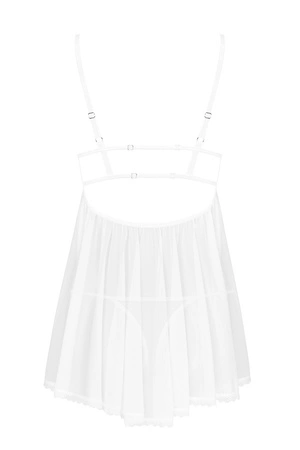 Obsessive Heavenlly babydoll Nocna komplet koszulka + stringi, biały