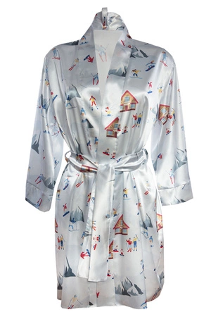 Dkaren DK-P-015 Nocna peniuar, biały-wzór