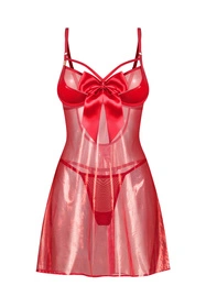 Obsessive Gifty Red babydoll & thong Nocna komplet koszulka + stringi, red