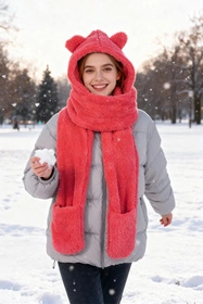 Vivisence 70107 Nakrycie głowy kaptur, malinowy