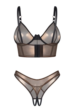 Obsessive Soranna top & crotchless thong Nocna komplet top + stringi, black