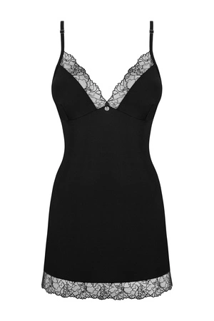 Obsessive Bella Rou chemise Nocna komplet koszulka + stringi, czarny