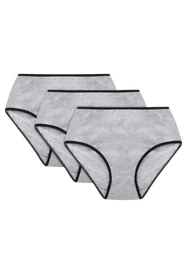 Vivisence 4017 3-pack Majtki wysokie figi, gumka czarna: szary