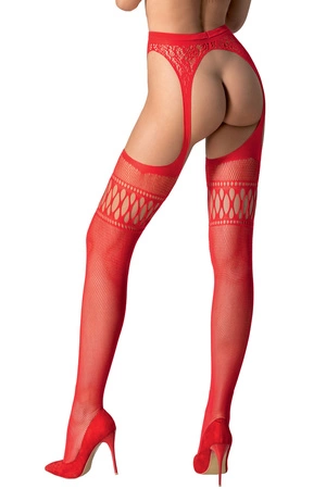 Passion S026 Wyrób pończoszniczy pończochy z pasem, red