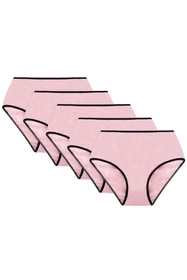 Vivisence 4017 5-pack Majtki wysokie figi, gumka czarna: róż