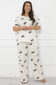 Italian Fashion Figaro kr.r. dł.sp. Nocna piżama, druk/biały