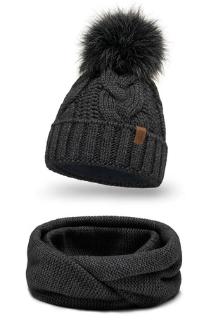 Vivisence 7014Kmpl Komplet czapka+komin, ciemnoszary