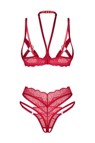 Obsessive Cupide Desir 2-pcs set Nocna komplet biustonosz + stringi, red