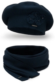 Vivisence 7006Kmpl Komplet beret+szalik, granatowy