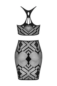 Obsessive K101 top & skirt Nocna komplet top + spódnica, czarny