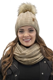 Vivisence 7019Kmpl Komplet czapka+szalik, beżowy