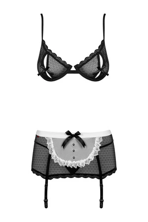 Obsessive Maidme set Nocna sexy kostium, czarny
