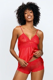 Dkaren Efia Nocna komplet top + szorty, czerwony