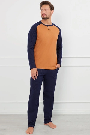 Italian Fashion Aleksander dł.r. dł.sp. Nocna piżama, koniak/granat