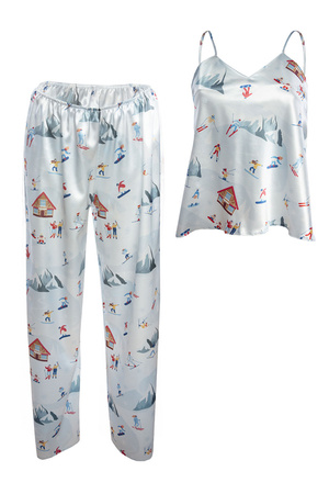 Dkaren DK-KI-015 Nocna komplet top + spodnie, bia�y-wz�r