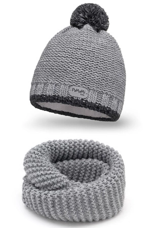 Pamami 17207+17251 Komplet czapka+komin, 003 jasnoszary