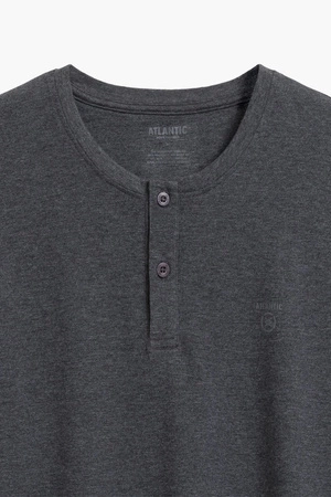 Atlantic NMP-375 Nocna piżama, szary melanż/granat/czerwony