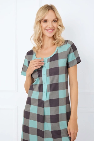 Italian Fashion Sandra kr.r. Nocna koszula, druk turkus