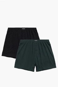 Atlantic 2MBX-059 2-pak Majtki bokserki, czarny/szmaragdowy