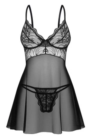 Obsessive Perisia babydoll & thong Nocna komplet koszulka + stringi, black