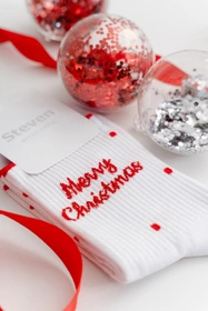 Steven Merry Christmas 136 Skarpety za kostkę, biały-merry