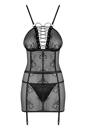 Obsessive Basitta chemise Nocna komplet koszulka + stringi, czarny