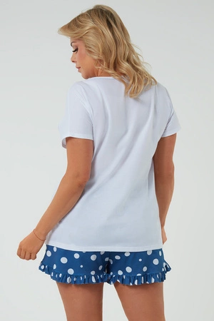 Italian Fashion Raba kr.r. kr.sp. Nocna piżama, biały/druk niebieski