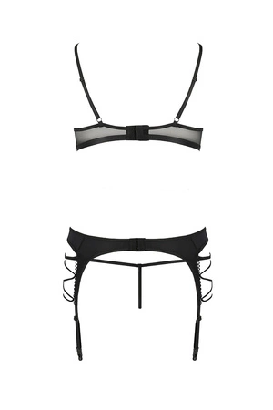 Avanua Quella set Nocna komplet biustonosz + stringi + pas do pończoch, black