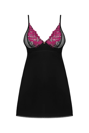 Obsessive Rosenty chemise Nocna komplet koszulka + stringi, czarny