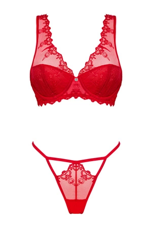 Obsessive Lonesia set Nocna komplet biustonosz + figi, czerwony