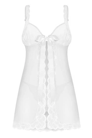 Obsessive Weddya babydoll & thong Nocna komplet koszulka + stringi, white