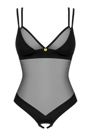 Obsessive Nesari crotchless teddy Body sexy, czarny