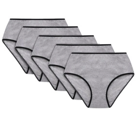 Vivisence 4017 5-pack Majtki wysokie figi, gumka czarna: szary